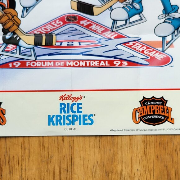 1993 Kellogg's Rice Krispies NHL ALL-STAR GAME POSTER SNAP, CRACKLE+ POP RARE - Picture 4 of 8
